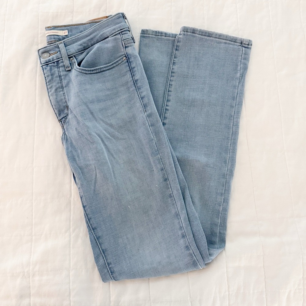 Levis 314 Shaping Straight Women's Jeans 27x32 Light‎ Wash Denim Cotton Blend